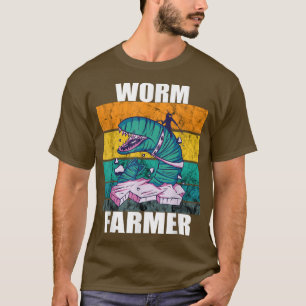 Worm Farmer Battle Big Eyes Worm Retro Vintage Gar T-Shirt