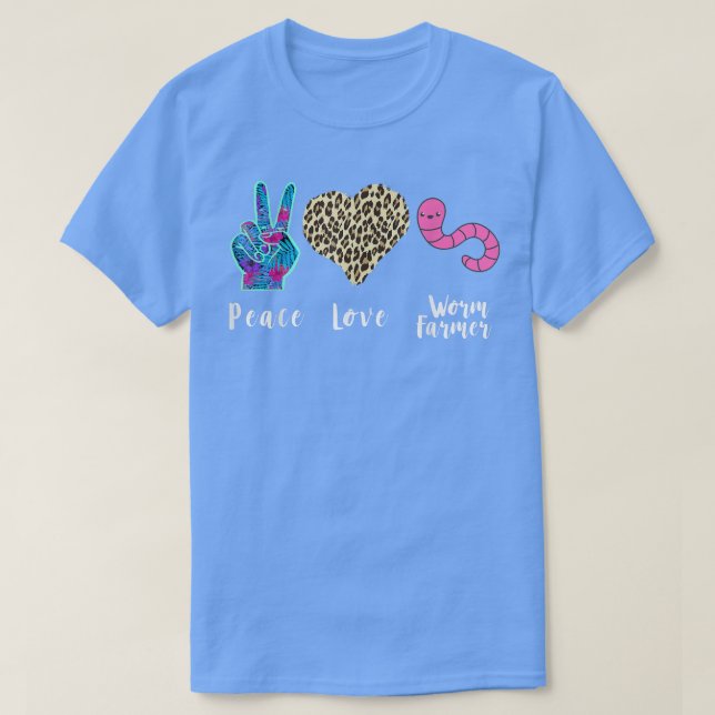 Worm Farmer Love Peace Leopard Composting Worm Far T-Shirt (Design Front)