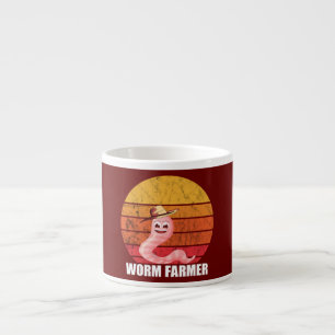 Worm Farmer Sunset Retro Vintage Gardening Espresso Cup