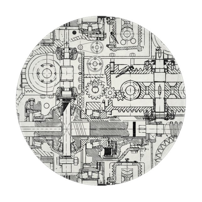 Worm Gears: Seamless Technical Machinery. Cutting Board (Front)