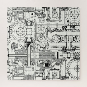Worm Gears: Seamless Technical Machinery. Jigsaw Puzzle