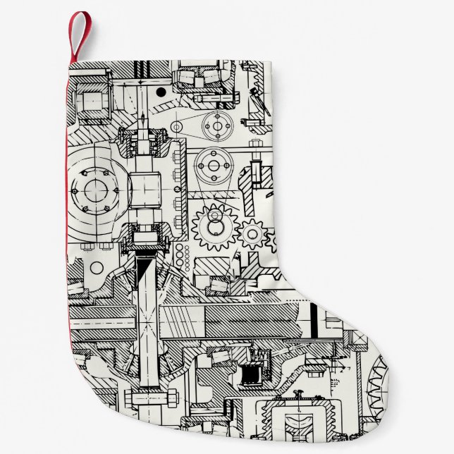 Worm Gears: Seamless Technical Machinery. Small Christmas Stocking (Front)