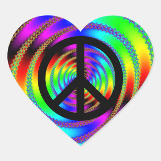 Worm Hole with Black Peace Sign Heart Sticker