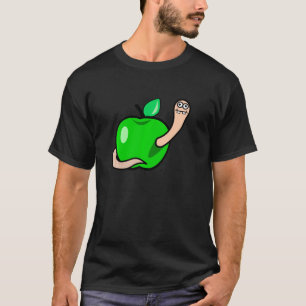 Worm In Apple Apple Worm Idea Fruit Design T-Shirt