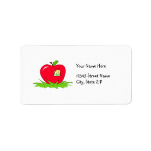 Worm In Red Apple With Name Label