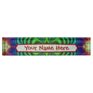Wormhole Fractal Neon Green Space Tubes Nameplate