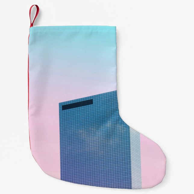 WORMS EYE VIEW OF BUILDING SMALL CHRISTMAS STOCKING (Front)
