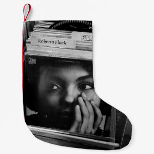 WORMS EYE VIEW OF FOG COVERED FOREST SMALL CHRISTMAS STOCKING