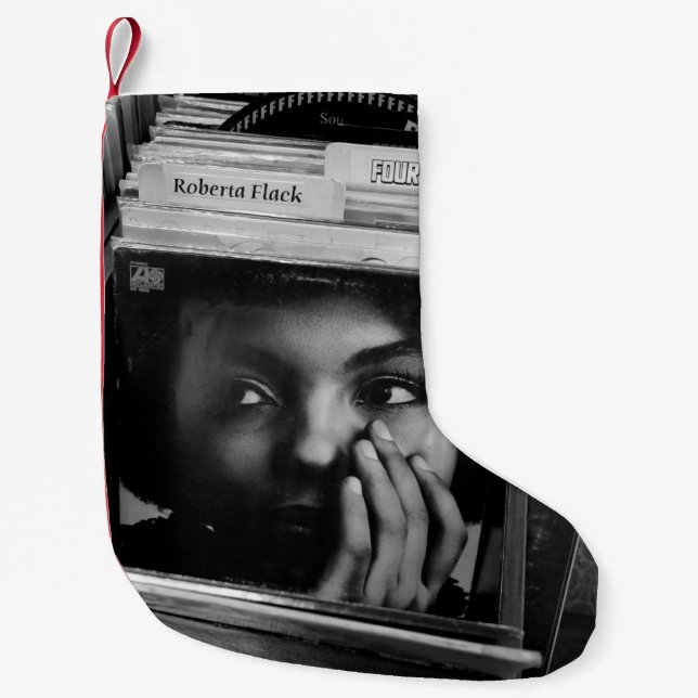 WORMS EYE VIEW OF FOG COVERED FOREST SMALL CHRISTMAS STOCKING (Front)