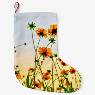 WORM'S EYE VIEW OF PETALED FLOWERS SMALL CHRISTMAS STOCKING