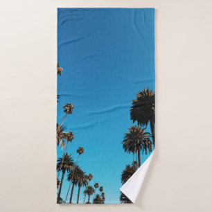Worm's eye view of trees bath towel