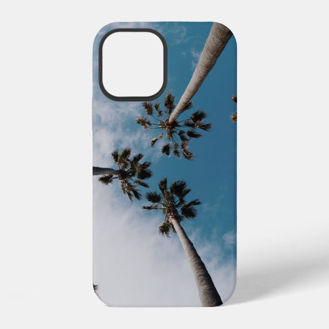 Worms eyeview photography of coconut trees iPhone case (Back)