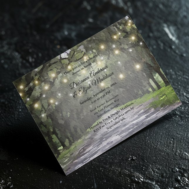 Wormsloe Venue Green Live Oaks Rehearsal Dinner Invitation (Creator Uploaded)