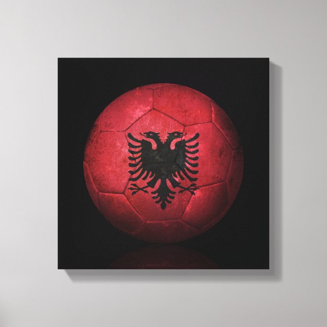 Worn Albanian Flag Football Soccer Ball Canvas Print (Front)