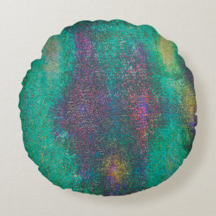 Worn and aged green with cyan tone round cushion