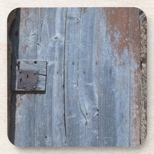 Worn and Rusty Wooden Door Coaster (Front)