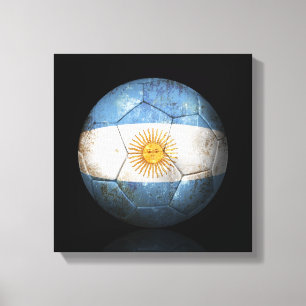 Worn Argentinian Flag Football Soccer Ball Canvas Print