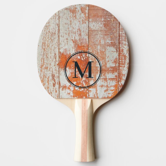 Worn Barn Wood Monogram Ping Pong Paddle (Back)