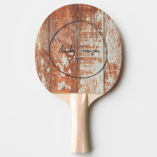 Worn Barn Wood Name in Drawn Circle Ping Pong Paddle