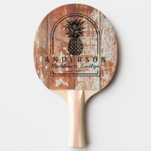 Worn Barn Wood Pineapple Wedding Arch & Name Ping Pong Paddle