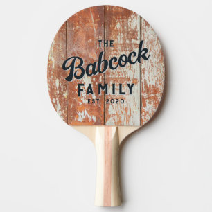 Worn Barn Wood Retro Family Name & Year Ping Pong Paddle