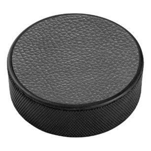 Worn Black Faux Leather Hockey Puck
