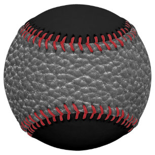 Worn Black Faux Leather Softball