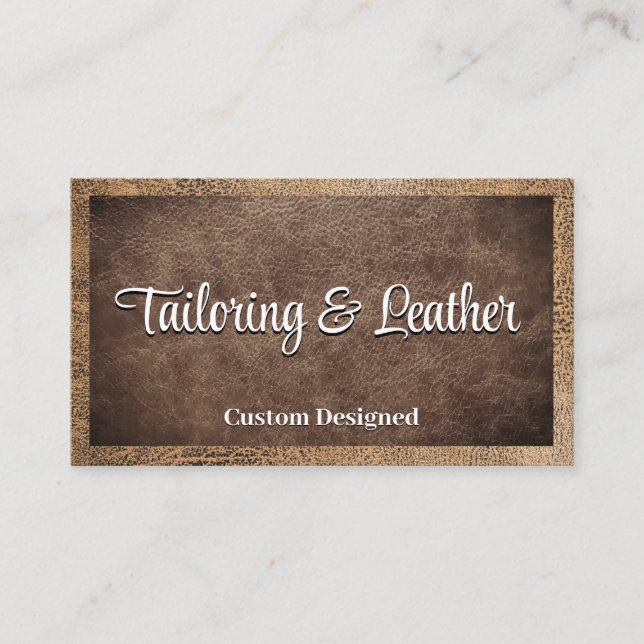 Worn Brown Leather  Business Card (Front)