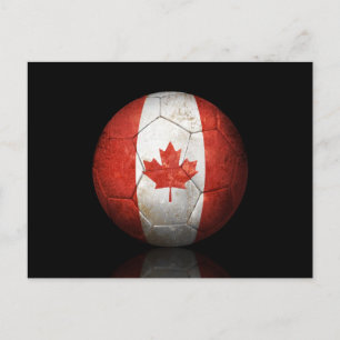 Worn Canadian Flag Football Soccer Ball Postcard