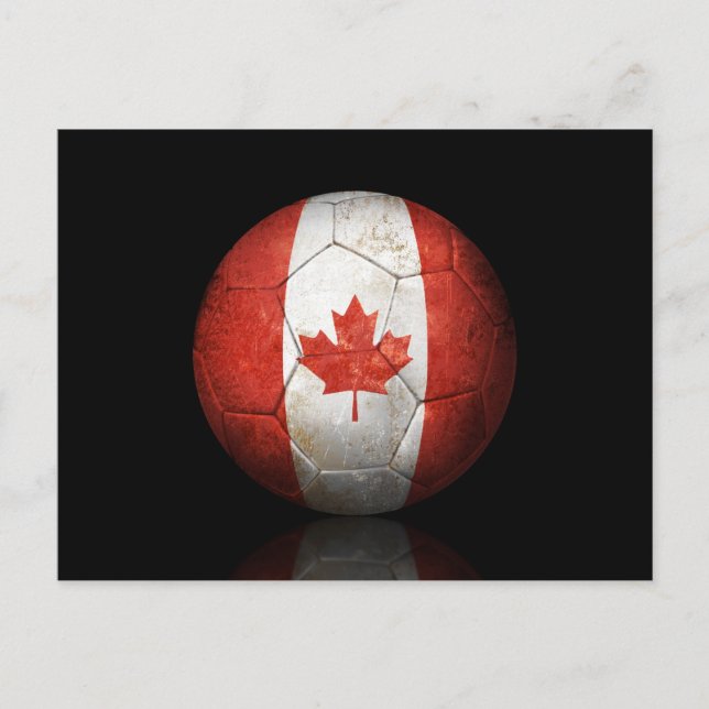 Worn Canadian Flag Football Soccer Ball Postcard (Front)