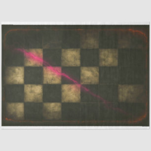 Worn Chequerboard with Magenta Streak Decoupage  Tissue Paper