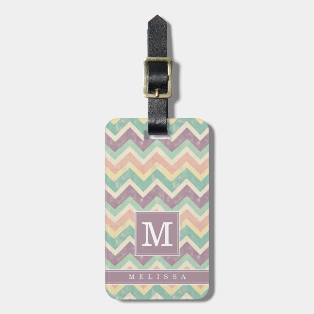 Worn Chevron Background Luggage Tag (Front Vertical)