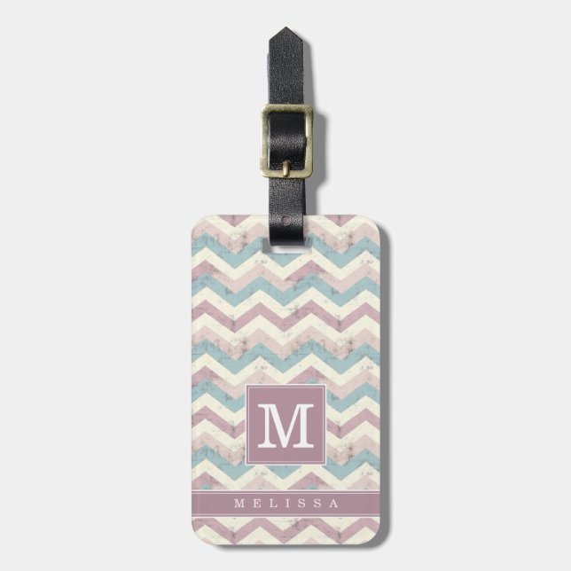 Worn Chevron Background Luggage Tag (Front Vertical)