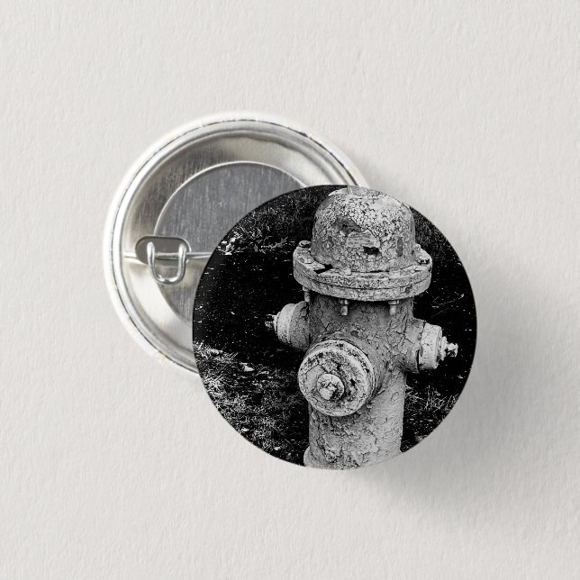 Worn Chipped Rusty Old Fire Hydrant Photo Pin (Front & Back)