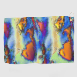 Worn clouds on orange, drizzled texture or offset  golf towel