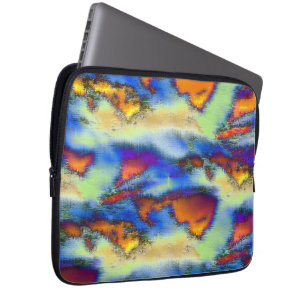 Worn clouds on orange, drizzled texture or offset laptop sleeve