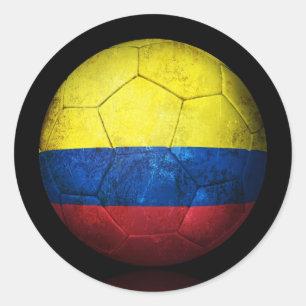 Worn Colombian Flag Football Soccer Ball Classic Round Sticker