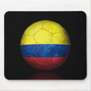 Worn Colombian Flag Football Soccer Ball Mouse Mat