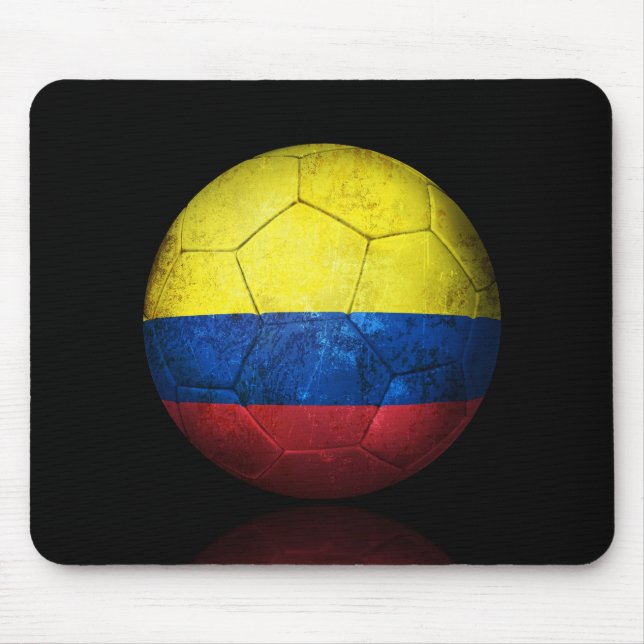 Worn Colombian Flag Football Soccer Ball Mouse Mat (Front)