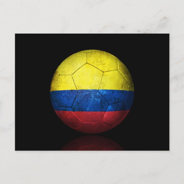 Worn Colombian Flag Football Soccer Ball Postcard (Front)