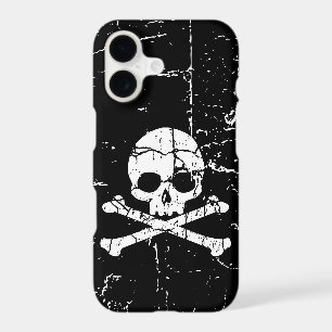 Worn Cracked Skull and Crossbones
