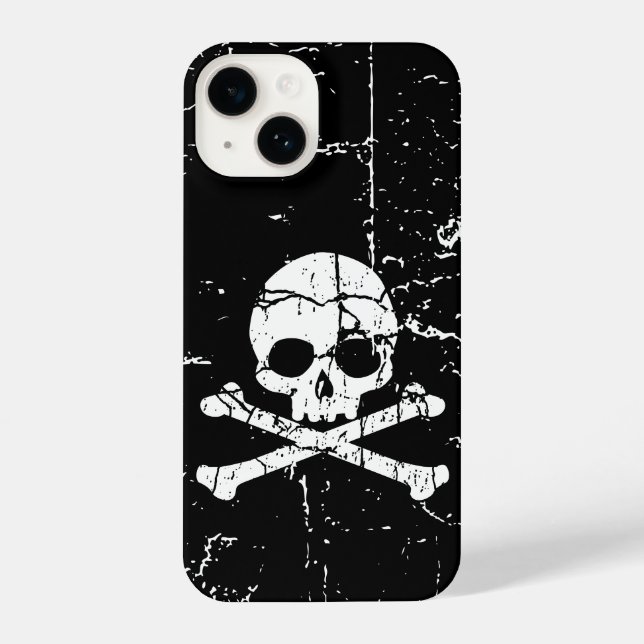 Worn Cracked Skull and Crossbones iPhone Case (Back)