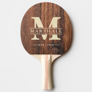 Worn Cutting Board Monogram & Name Overlay Ping Pong Paddle