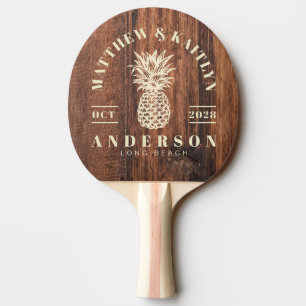 Worn Cutting Board Tropical Pineapple Wedding Ping Pong Paddle