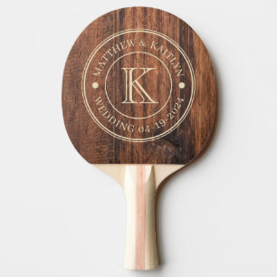 Worn Cutting Board Wedding Monogram Ping Pong Paddle
