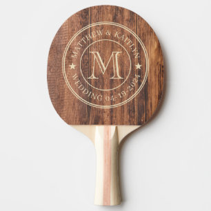 Worn Cutting Board  Wedding Monogram Star Ping Pong Paddle