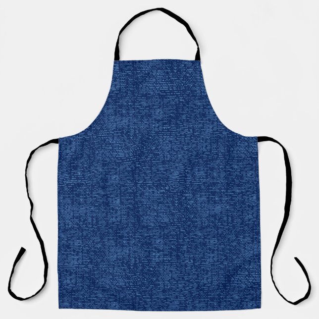 Worn denim blues: Blue on dark blue textured Apron (Front)