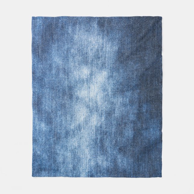 Worn denim fabric, textured background. fleece blanket (Front)