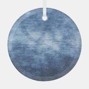 Worn denim fabric, textured background. glass tree decoration