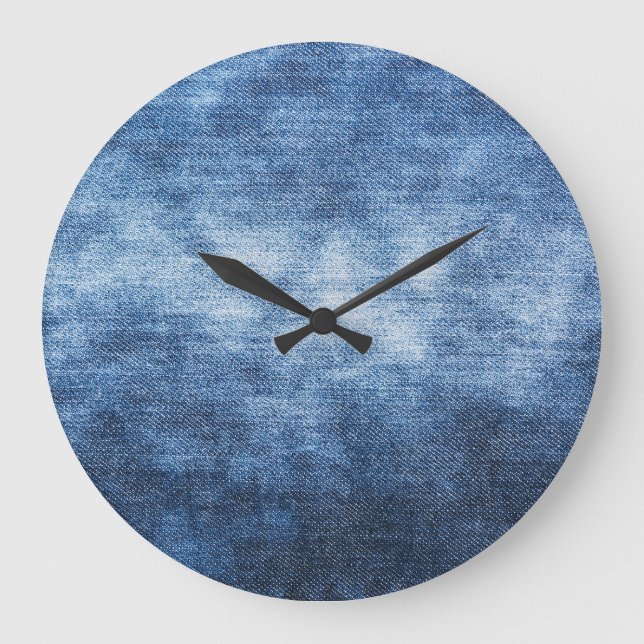 Worn denim fabric, textured background. large clock (Front)